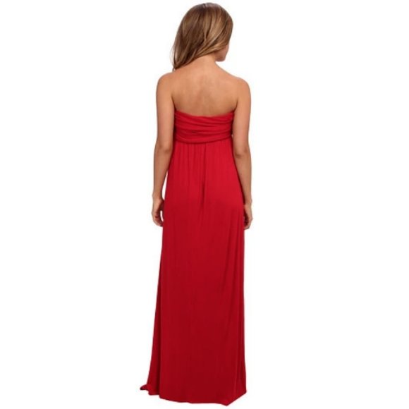 🌼 Culture Phit Red Soft Jersey Strapless Maxi Dress XS - Picture 3 of 9